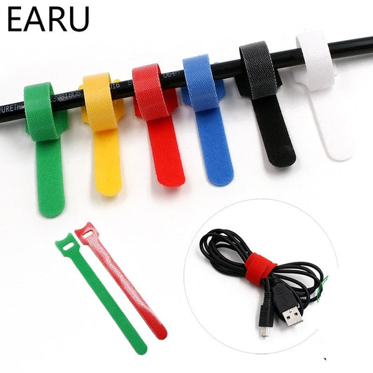 10pcs/lot 12*150mm Nylon Reusable Releasable Zip Cable Ties With Eyelet Holes Back To Back Wire Hook Loop Fastener Management.