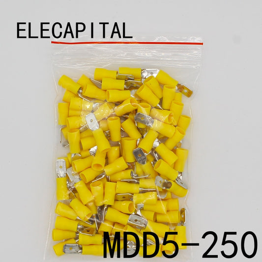 MDD5-250 MDD5.5-250 male Insulated Spade 100PCS/Pack Quick Connector Terminals Crimp Terminal AWG MDD.