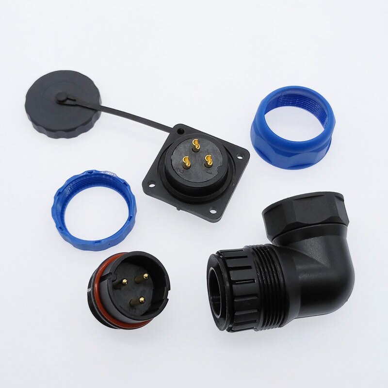 SP28 corrugated pipe waterproof connector IP68 angle connectors 2pin 3/4/5/6/7/9/10/12/14/16/19/22/24/26Pin 90 degree elbow.