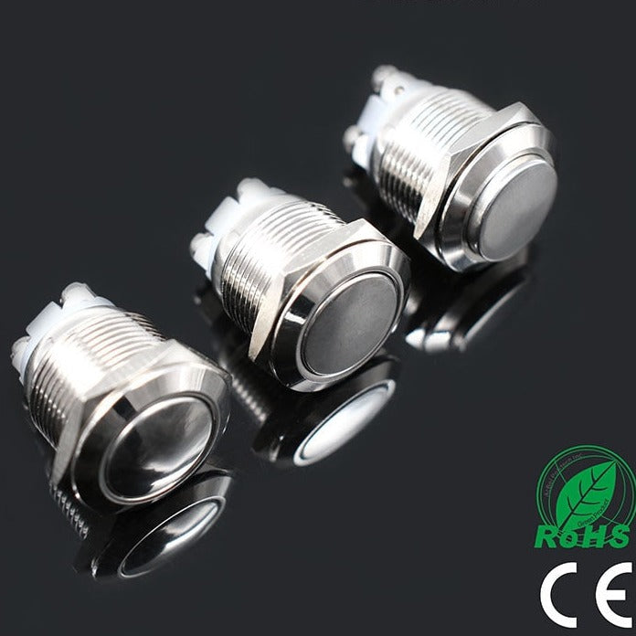 16mm Metal Push Button Switch NO Momentary Reset Self-reset Brass Nickel Plated.