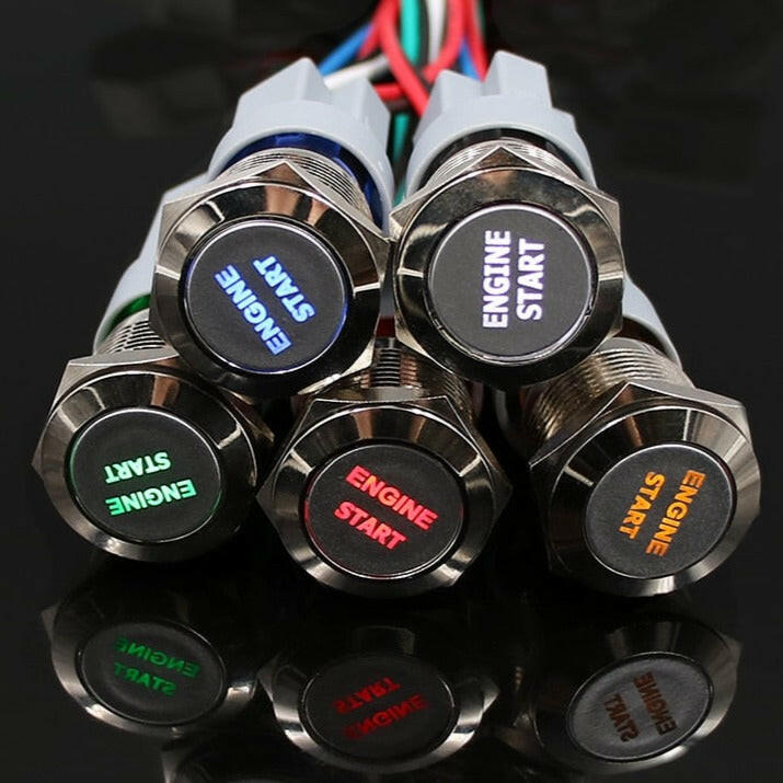 1pc 16mm Metal LED Light Momentary Power Push Button Switch.