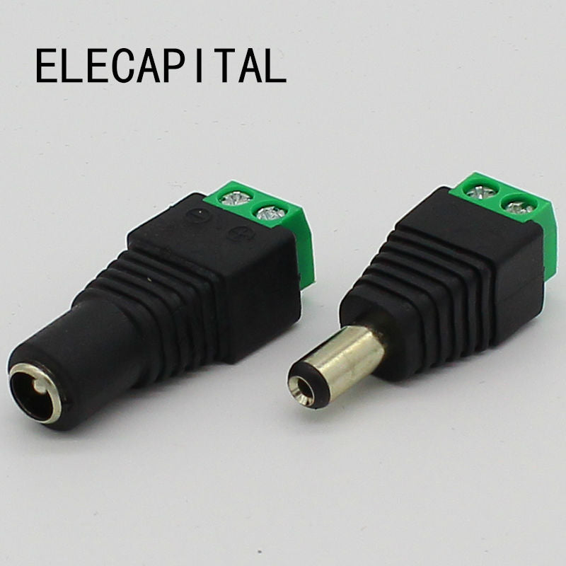 No soldering 2.1x5.5mm Power DC Jack Plug Socket dc Connector Female + Male DC Plug Jack Adapter Wire Connector CCTV Connector.