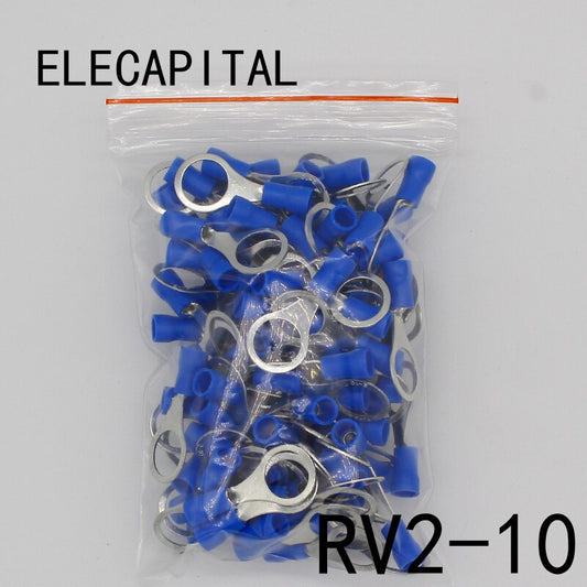 RV2-10 Blue Ring insulated terminal Cable Wire Connector suit 1.5-2.5mm cable Crimp Terminal 100PCS/Pack RV2.5-10 RV.