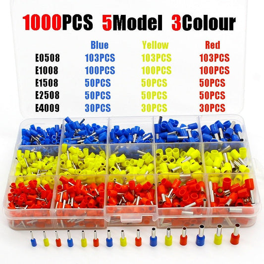 1000pcs/lot Bootlace cooper Ferrules kit set Wire Copper Crimp Connector Insulated Cord Pin End Terminal.