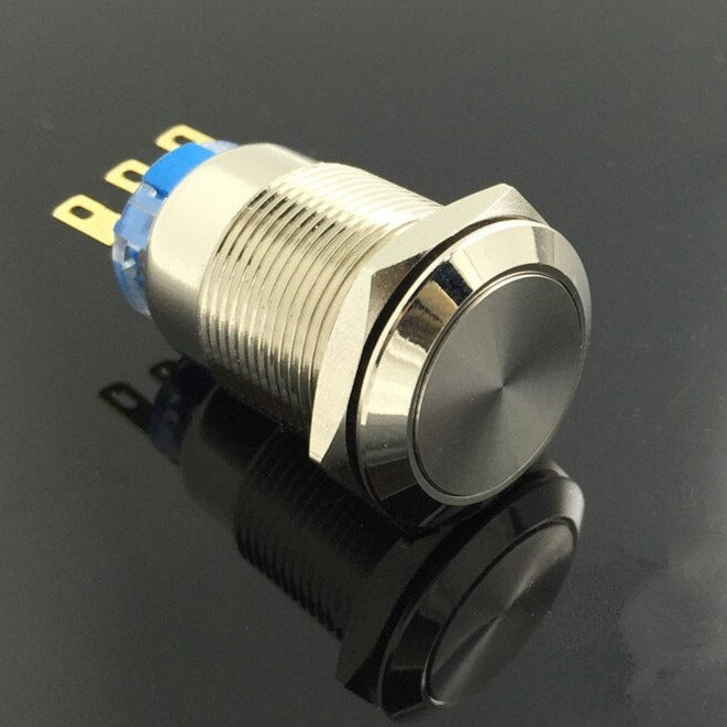 19mm Momentary Doorbell Bell Horn Push Button Switch Stainless Steel.