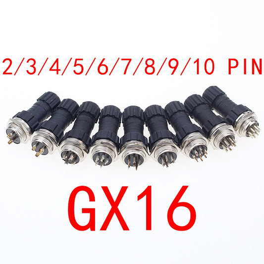 1set GX16 2/3/4/5/6/7/8/9/10 Pin aviation connector M16 waterproof male&amp;female plug and socket IP65.