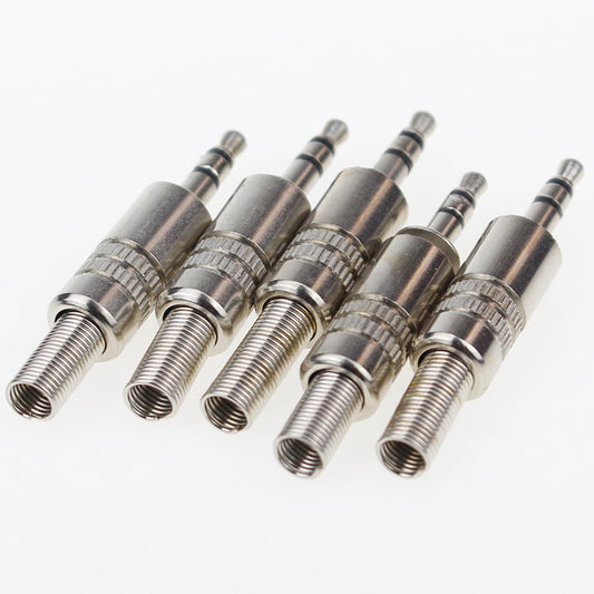 5 pcs 3.5mm 3-Pole Stereo Metal Plug Connector 3.5 Plug &amp; Jack Adapter With Soldering Wire Terminals 3.5mm Stereo Plug.