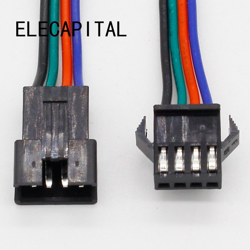 wholesale 10 pairs 4pin JST Connector Male Female Cable for SMD 5050/3528 RGB color LED Strip Wire WS2801 LPD8806 RGB LED Strip.