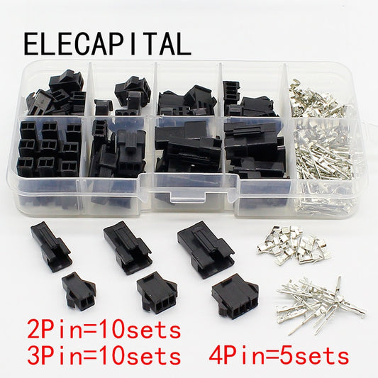 SM2.54 Kits 25 sets Kit in box 2p 3p 4p 2.54mm Pitch Female and Male Header Connectors Adaptor.
