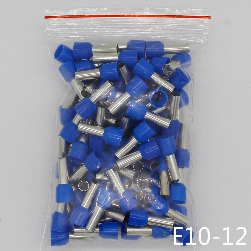 E10-12 Tube insulating Insulated terminals 10MM2 Cable Wire Connector 100PCS/Pack Insulating Crimp Terminal Connector E-.