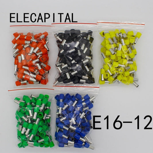 E16-12 Tube insulating Insulated terminals 16MM2 Cable Wire Connector Insulating Crimp Terminal 100PCS/Pack Connector E-.