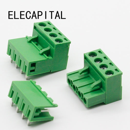 Free shipping 10 sets ht5.08 4pin Right angle Terminal plug type 300V 10A 5.08mm pitch connector pcb screw terminal block.
