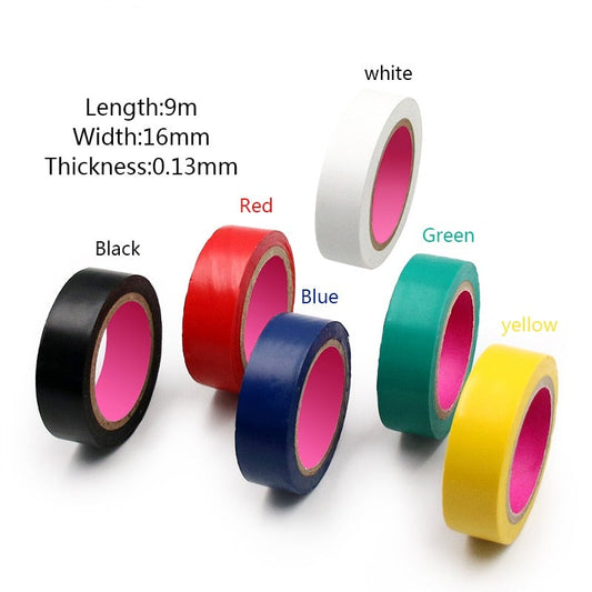 Color Electrical Tape PVC Wear-resistant Flame Retardant Lead-free Insulating Waterproof Eletrician White Black Red Blue Green.