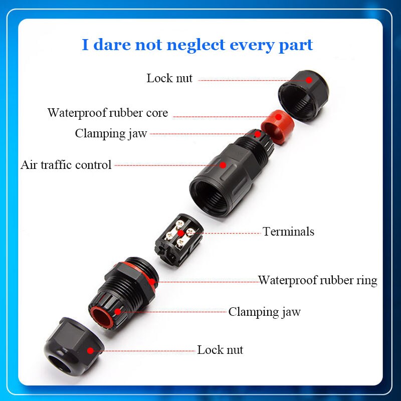 IP68 cable waterproof connector quick connector installation 2/3/4/5 pin optional.