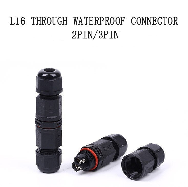 IP68 Waterproof Connector I-Type L16 2/3 Pin Electrical Terminal Adaptor Wire Connector.