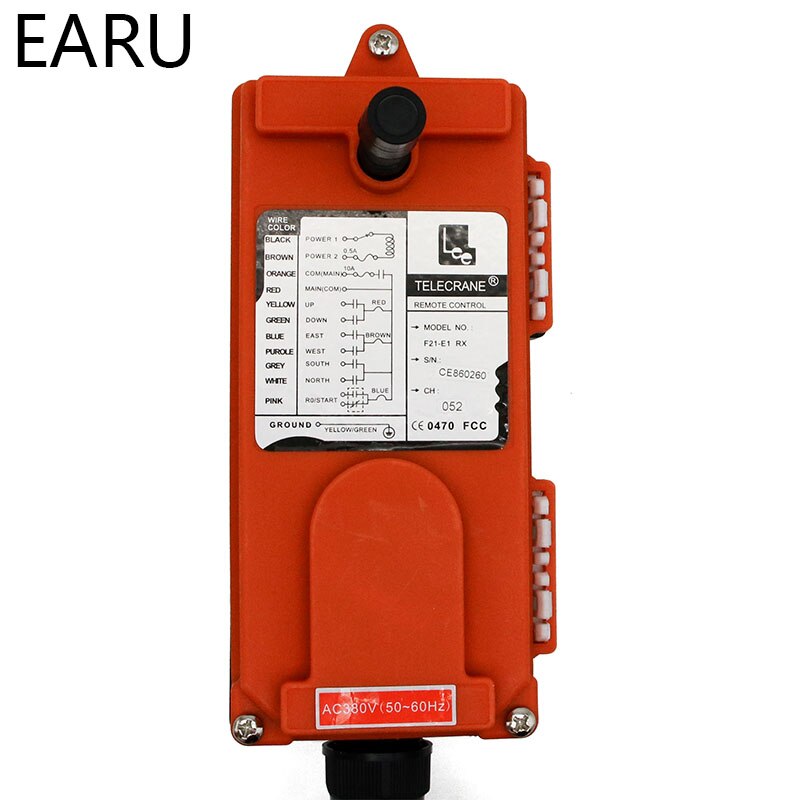 EARU- F21-E1B Transmitter + Receiver 220V 380V 110V 12V 24V Industrial Remote Emergency Stop Button Lift Crane Drive.