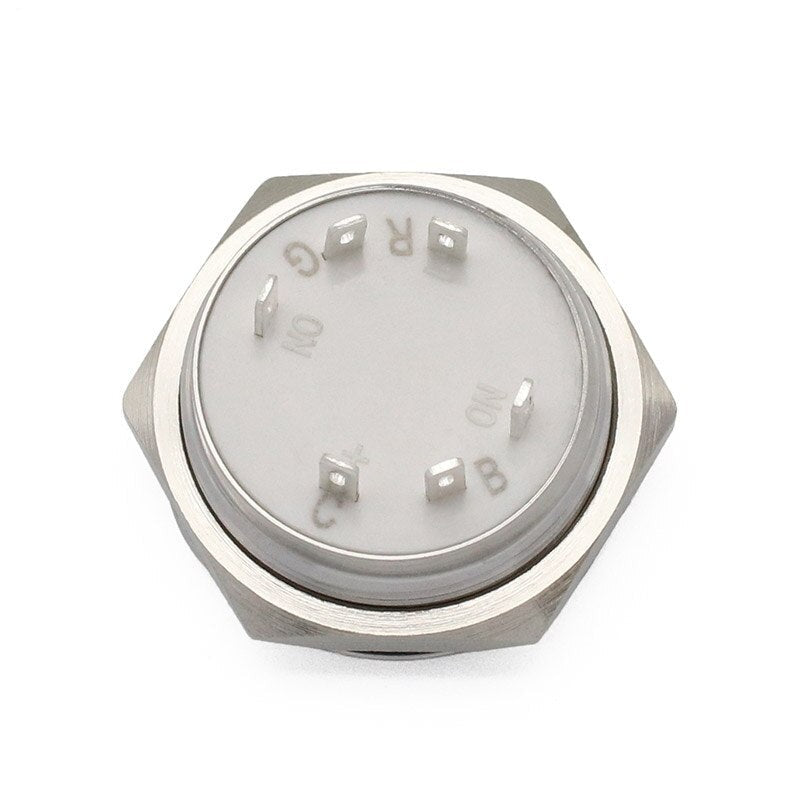 EAUR- 12-30mm 3 Triple Color RGB LED Light Mirco Switch Momentary Metal Push Button.