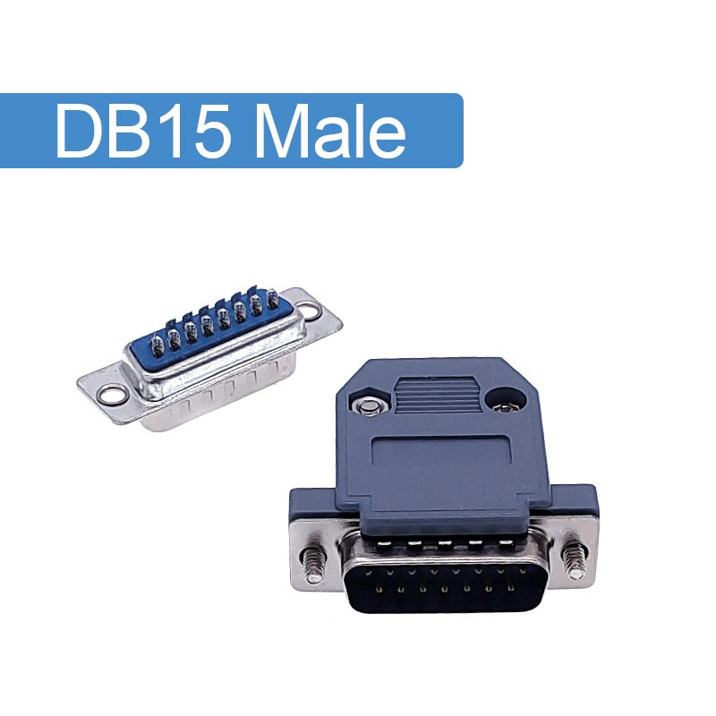 DB15 connector 2 row hole/pin female Male plug port socket adapter D Sub DP15 +shell.