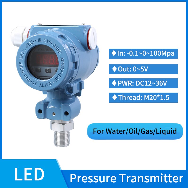 LED Display Pressure Transducer Water Air Oil Pressure Sensor Diffusion Dilicon Absolute Vacuum 0-5V Pressure Transmitter.
