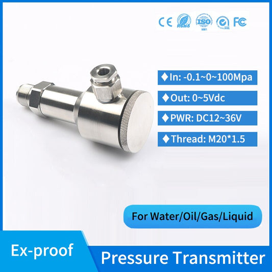 200bar Explosion-proof Crude Oil Pressure Transmitter 300bar Hydraulic Fuel Tank 0-5V Absolute Pressure Sensor for lpg.