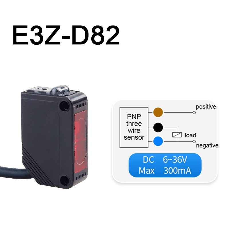 Infrared Photoelectric Switch Diffuse Reflection Type Sensor DC12V-24V with Bracket E3Z-D61/D81/D62/D82/T61/T81/R61/R81/LS61.
