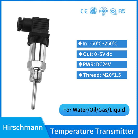 Water Oil Fuel Gas Pipeline PT100 Temperature Sensors 0-5V Output PT100 RTD Temperature Transmitter.