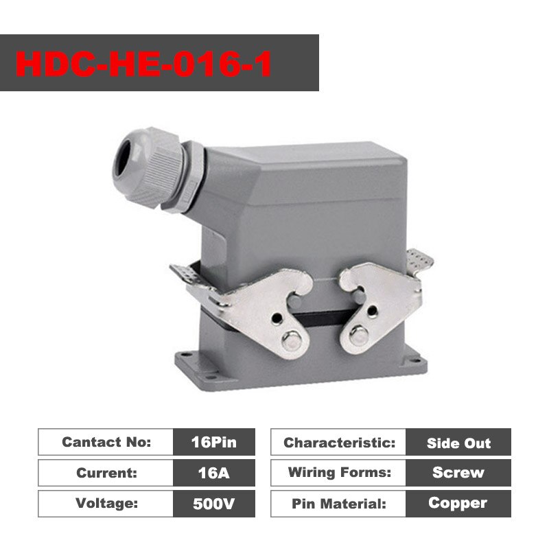 industrial connector 16pin,Heavy Duty Connectors HDC-HE-016-1/2/3/4 F/M 16pin 16A 500V Industrial rectangular Aviation connector plug Screw connection