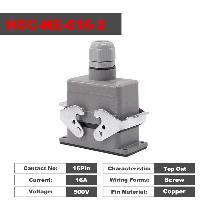 500v aviation connector,Heavy Duty Connectors HDC-HE-016-1/2/3/4 F/M 16pin 16A 500V Industrial rectangular Aviation connector plug Screw connection