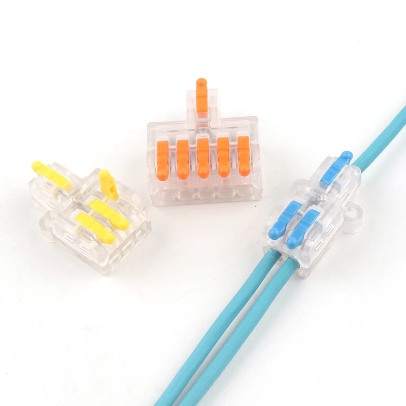 1 in Multiple Out Quick Wiring Connector Universal Splitter Wiring Cable Push-in Can Butt Home Terminal Block Transparent Style.