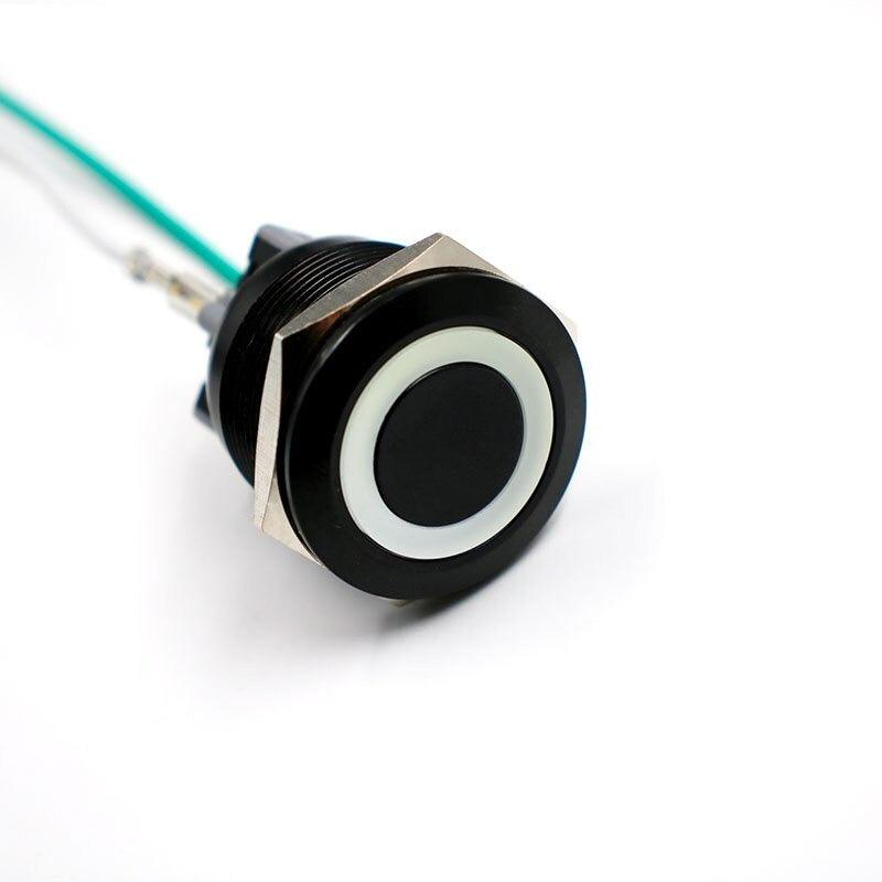 Black 25mm Metal Latching LED Push Button Switch.