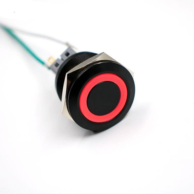 Black 25mm Metal Latching LED Push Button Switch.
