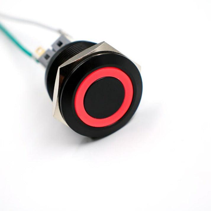 Black 25mm Stainless Steel Momentary LED Push Button.