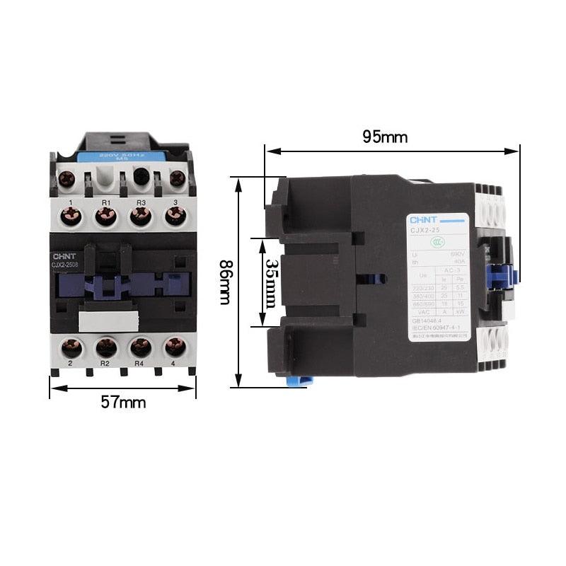 ac contactor switch,CHINT CJX2-2508 2NO 2NC 25A 220V Rail Mount Contactor Industrial Electric Contactor,cjx2-2508