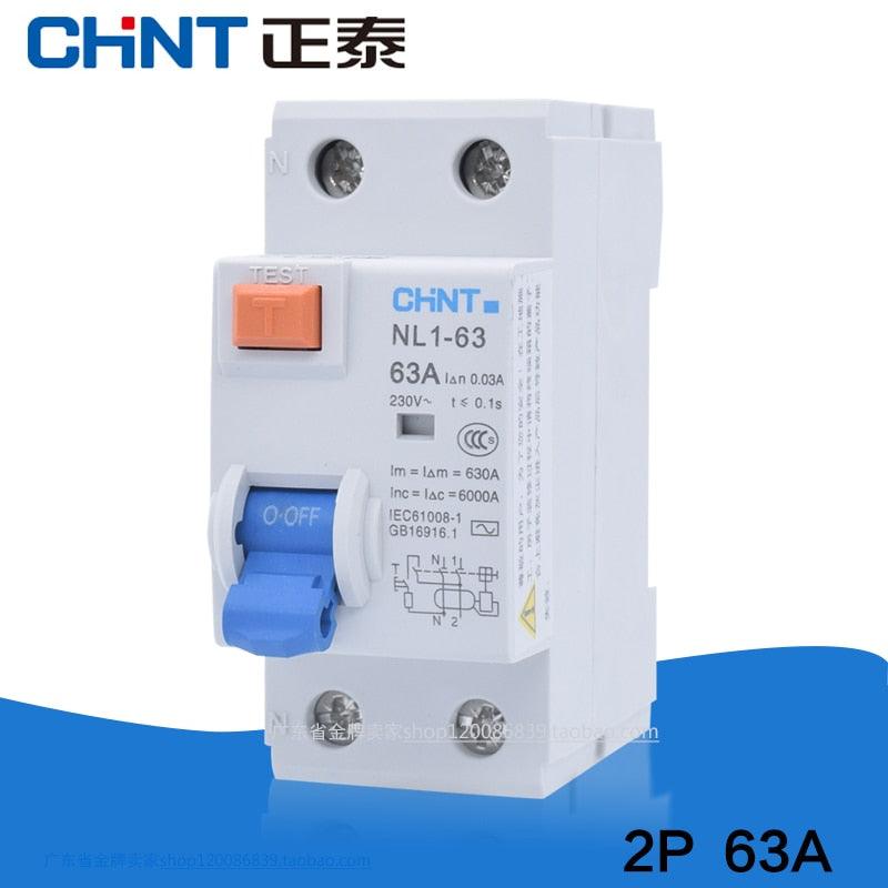 CHINT NL1-63 1P+N 2P 3P+N 4P 63A 40A 25A 30MA RCCB 50HZ/ electromagnetic leakage Residual current protection CE.