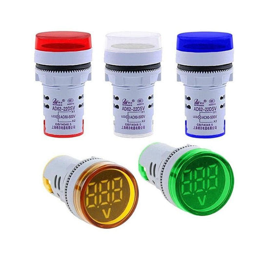 DIY  Digital Voltmeter 22mm Round AC 60 -500V Volt Voltage Tester| Meter Monitor Power LED Indicator.