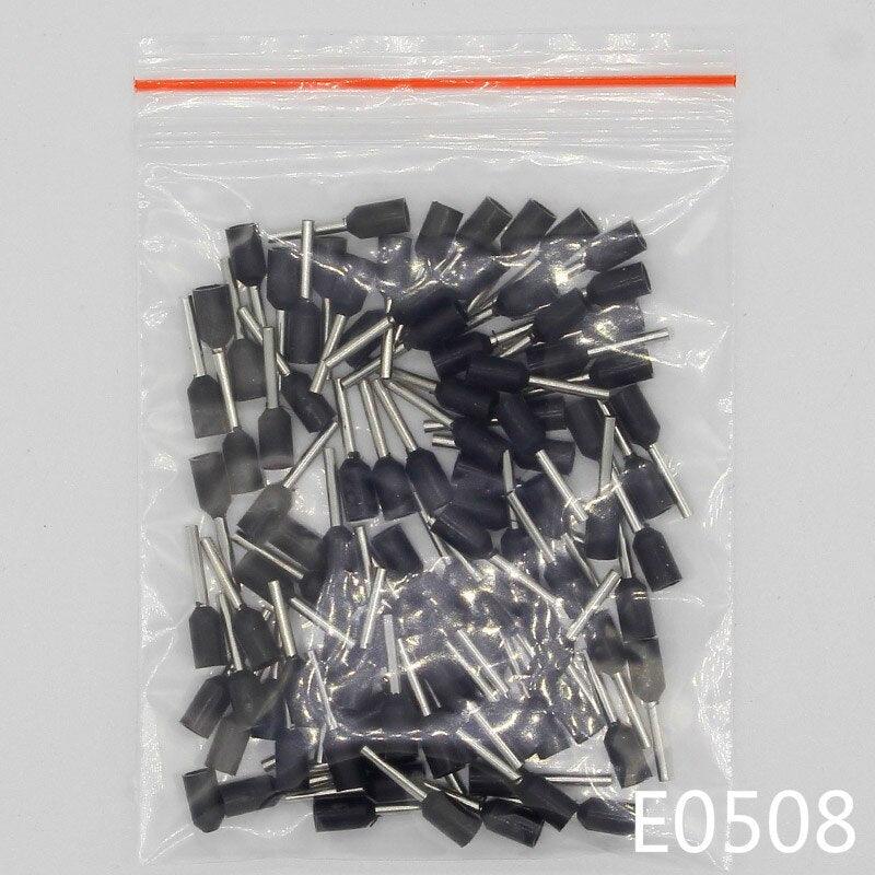 E0508 Tube insulating Insulated terminals 0.5MM2 Cable Wire Connector Insulating Crimp Terminal 100PCS/Pack Connector E-.