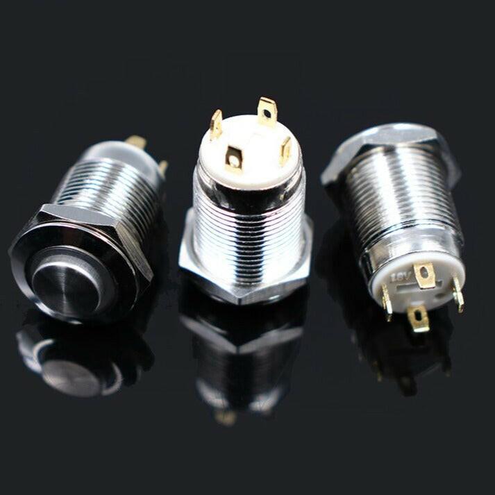 EARU- 12mm  High Round Waterproof Momentary Metal Push Button.