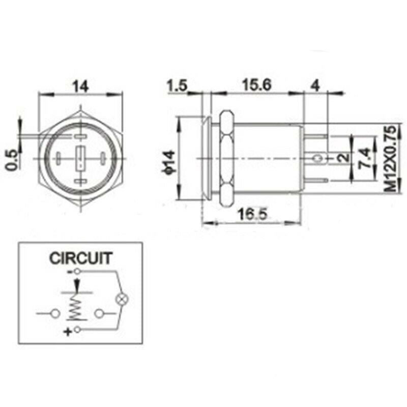 EARU- 12mm Momentary Angel Eye Aluminum Push Button Switch Self-reset.