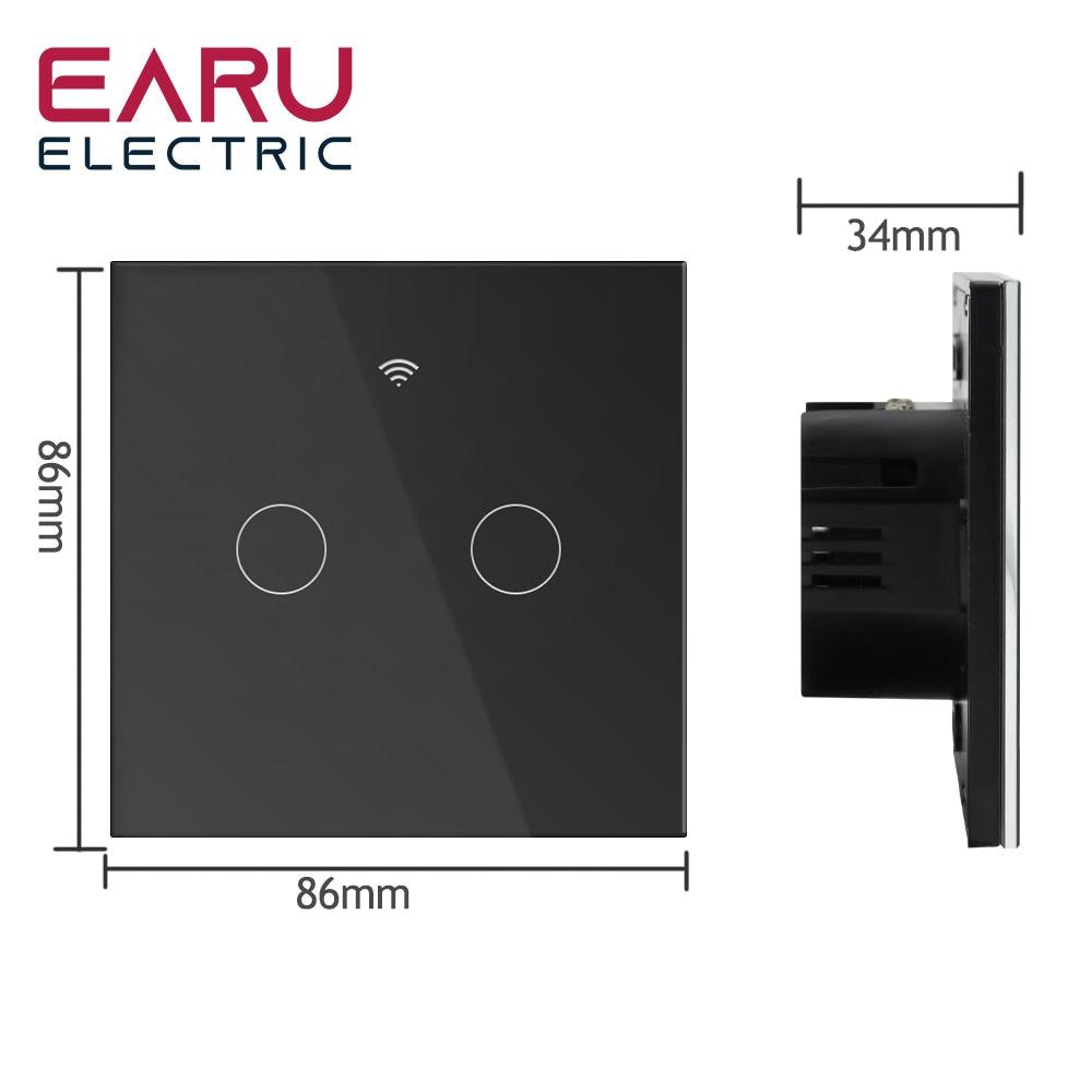 EU Tuya WiFi Smart Light Switch with Glass Panel, Touch Sensor Smart Wall Switch with No Neutral Wire, Google Home.