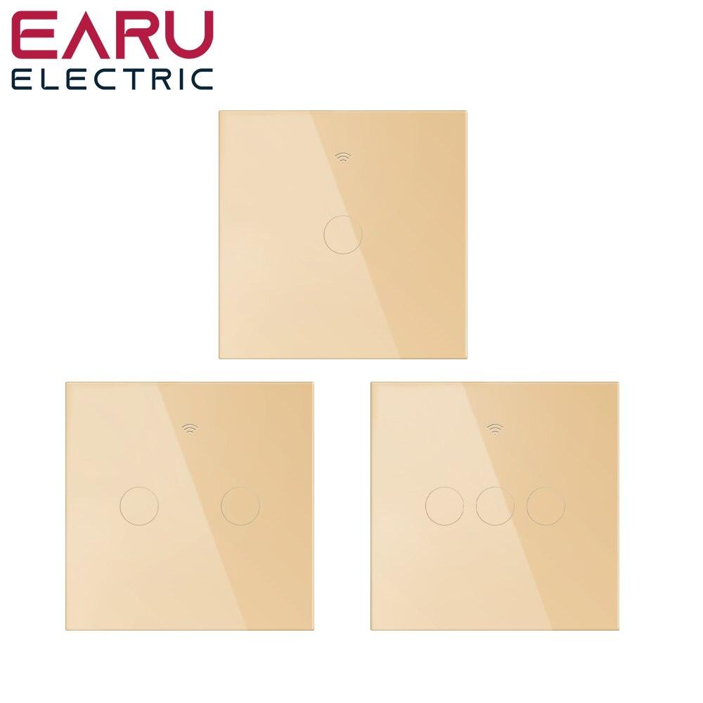 EU Tuya WiFi Smart Light Switch with Glass Panel, Touch Sensor Smart Wall Switch with No Neutral Wire, Google Home.