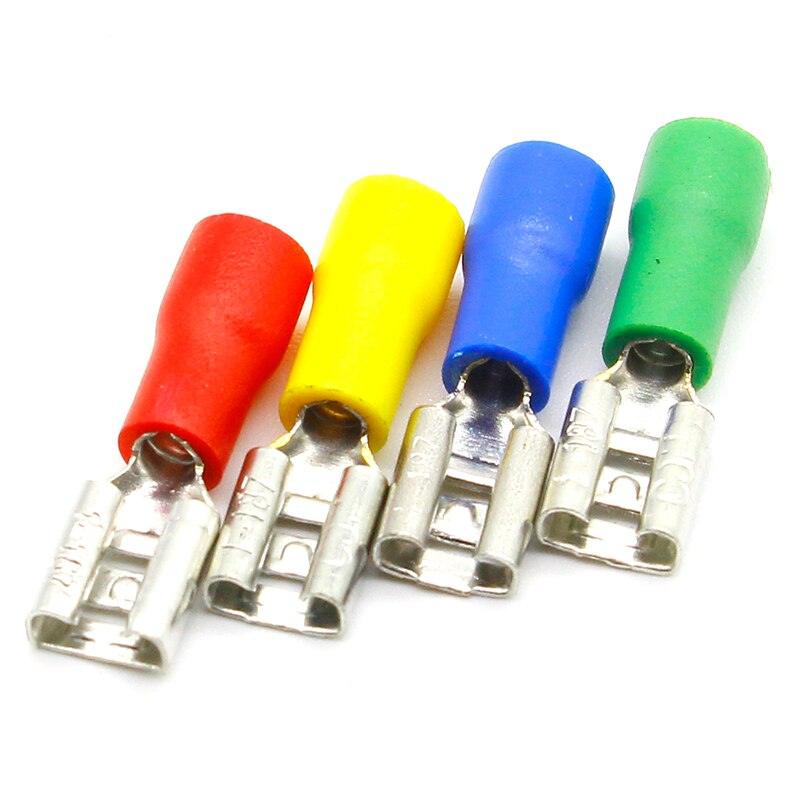 FDD1-187 Female Insulated Electrical Crimp Terminal for 22-16 AWG Connectors Cable Wire Connector 100PCS/Pack FDD1.25-187 FDD.