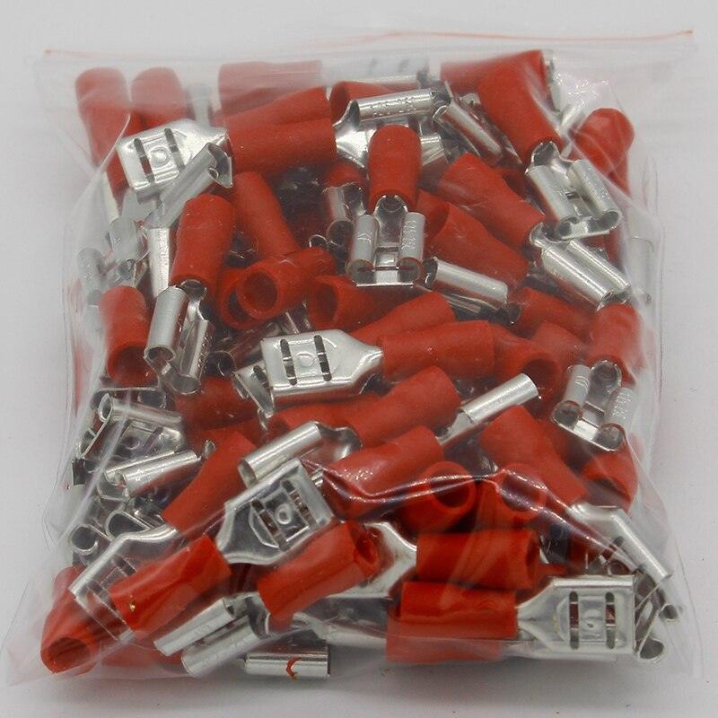 FDD1.25-250 insulating Female Insulated Electrical Crimp Terminal Connectors Cable Wire Connector 100PCS/Pack FDD1-250 FDD.