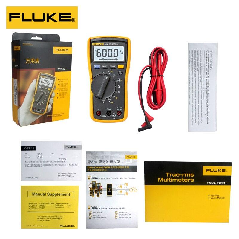Fluke 115 C Digital Multimeter True RMS FLUKE 117 C Tester Profession Digital Tester High-precision FLUKE 116C Voltage Detection.