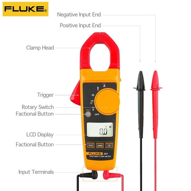 Fluke 324 True-RMS Clamp Meter with Temperature Capacitance Measurements and Carry Bag 40/400A AC  600V AC/DC.