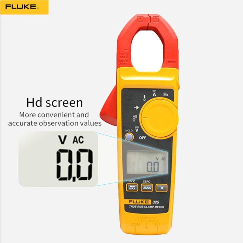 Fluke 325 True-RMS Current Clamp Meter AC DC Current and Voltage Tester Resistor Capacitance Frequency Temperature Multimeter.