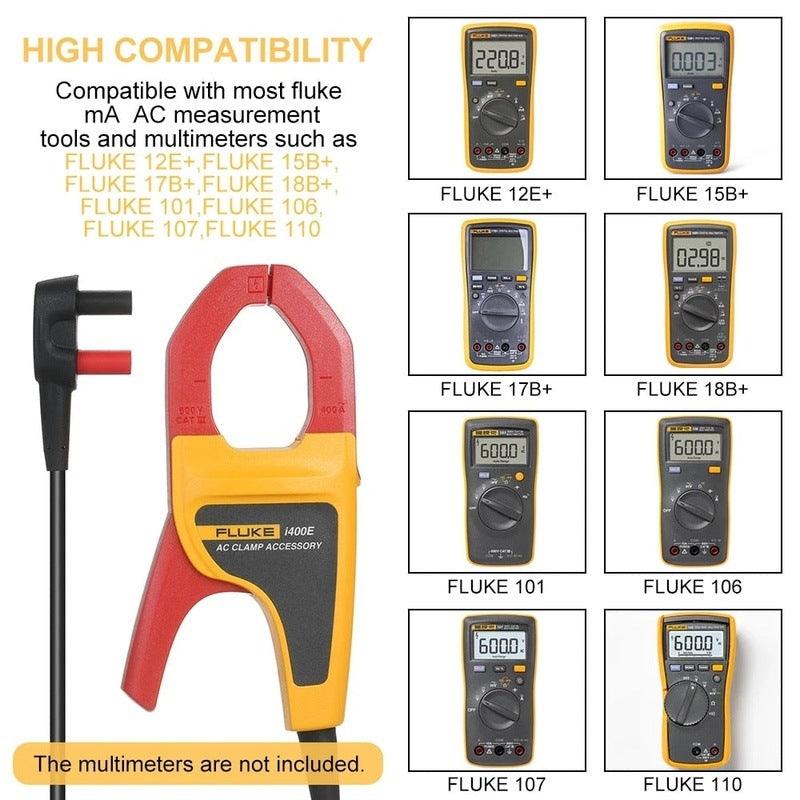 FLUKE i400E digital clamp meter multimeter, with dual banana jacks 1A~400A AC current range 5Hz~20kHz.