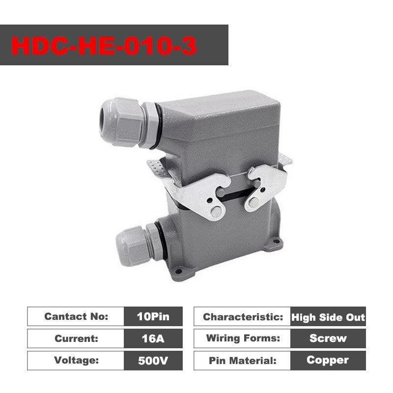 aviation connector 10pin 16a,Heavy Duty Connectors HDC-HE-010-1/2/3/4 F/M 10pin 16A Screw connection Industrial rectangular Aviation connector plug,hdc-he-010-1