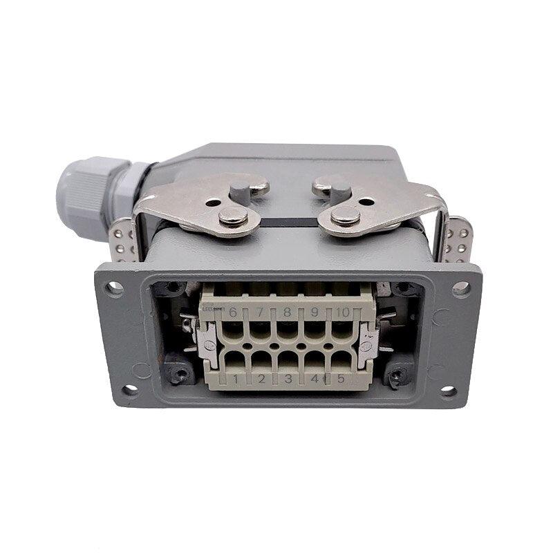 10pin 16a connector,Heavy Duty Connectors HDC-HE-010-1/2/3/4 F/M 10pin 16A Screw connection Industrial rectangular Aviation connector plug