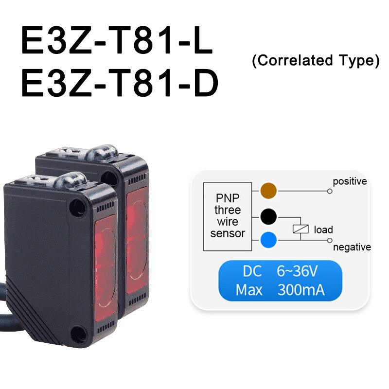 Infrared Photoelectric Switch Diffuse Reflection Type Sensor DC12V-24V with Bracket E3Z-D61/D81/D62/D82/T61/T81/R61/R81/LS61.
