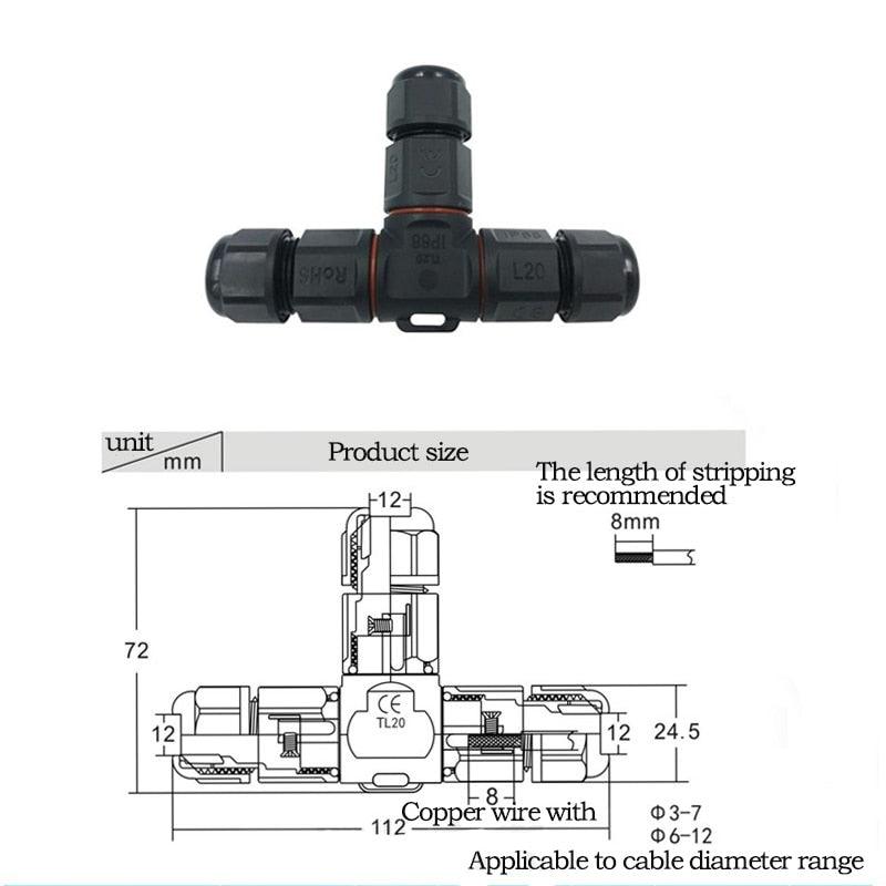 IP68 waterproof cable connector I-type/Y-type/T-type 2Pin 3Pin 4Pin 5Pin Optional.